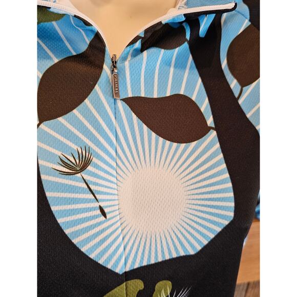 Primal women's cycling top 1/4 zip whimsical floral XXL 2X back pockets EUC - Picture 3 of 8